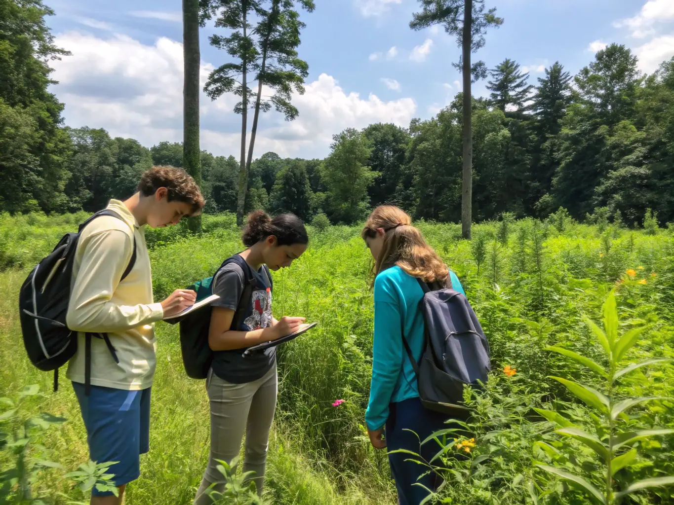 A captivating image of researchers studying local flora and fauna in a protected natural site managed by APSA.