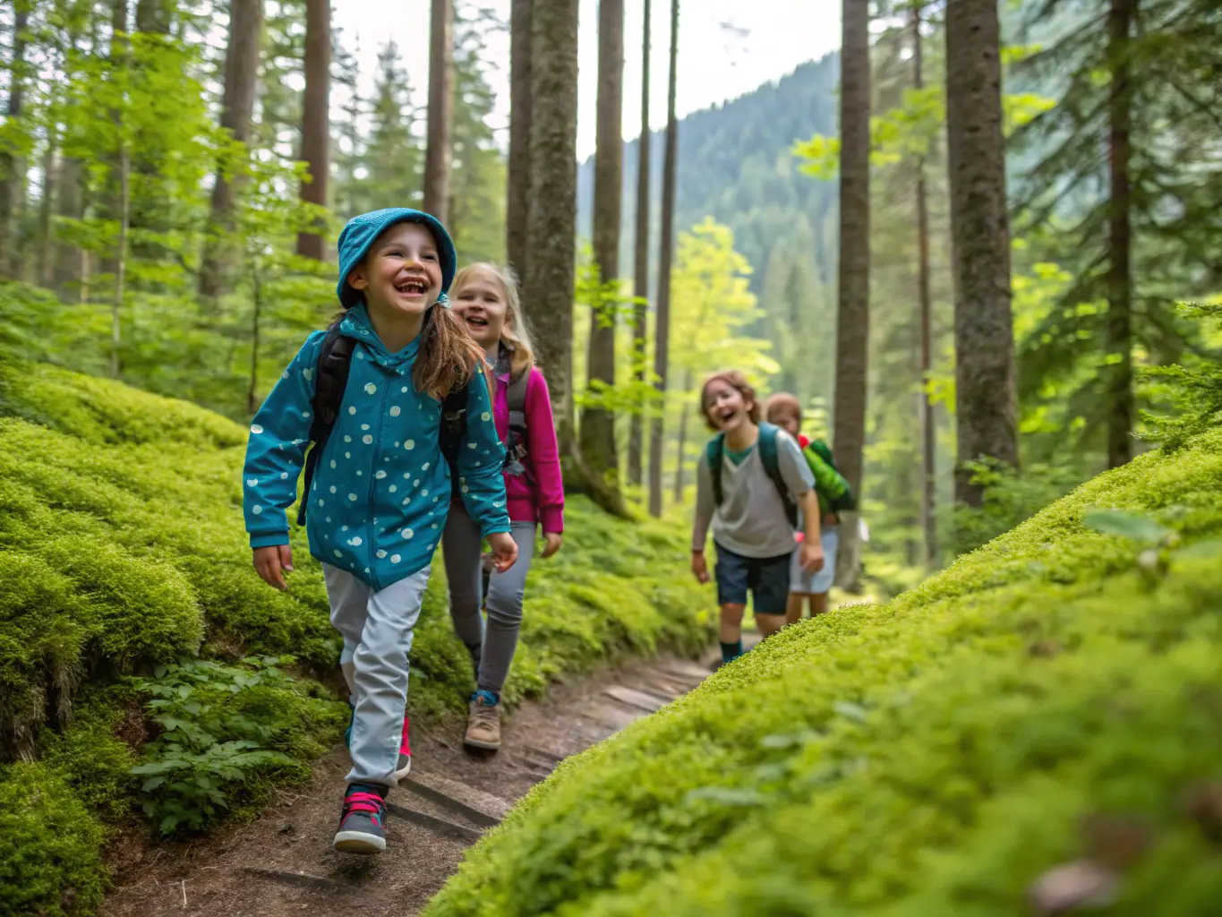 A photograph of children participating in a nature walk, learning about local flora and fauna from an APSA educator.